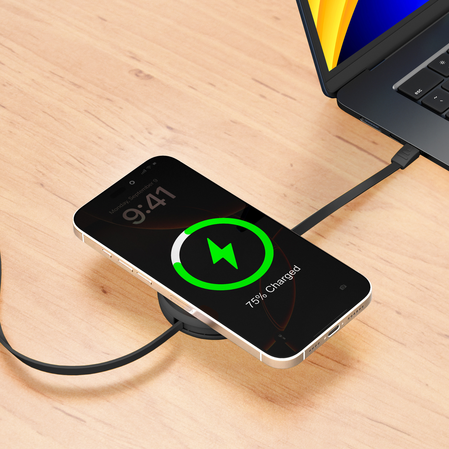 Function101 2-in-1 Retractable Cable with Wireless Charger