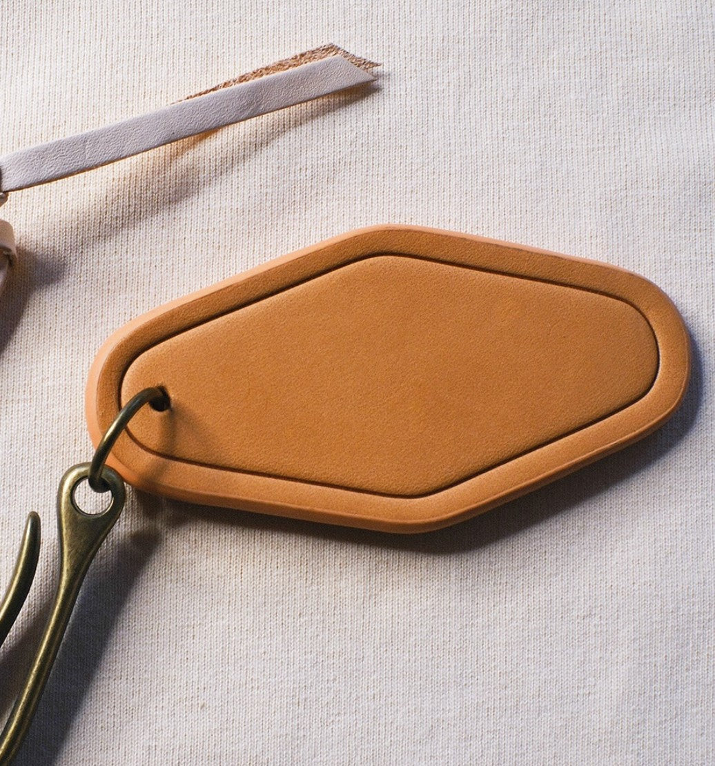 Openhouse Brass Fishhook Leather Keychain